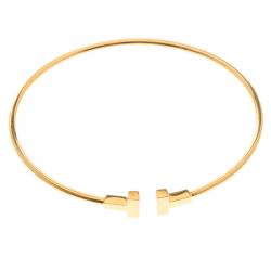 Pre Owned Tiffany & Co. T Narrow Wire Rose Gold Bracelet