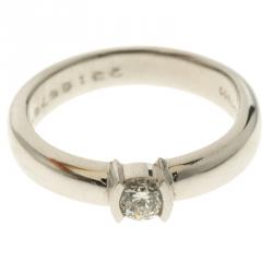 Pre Owned Tiffany & Co. Platinum 0.21 Diamond Solitaire Ring Size 50