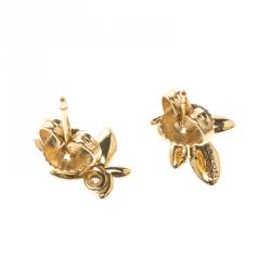 Pre Owned Tiffany & Co. Paloma Picasso Olive Leaf Diamond & 18k Yellow Gold Earrings