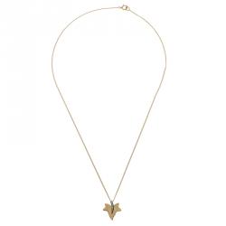 Pre Owned Tiffany & Co. Vintage Cummings Maple Leaf Diamond 18K Yellow Gold Platinum Pendant Necklace