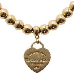 مملوكة مسبقًا Tiffany & Co. Return To Tiffany Mini Heart Tag 1Yellow Gold Bead Bracelet