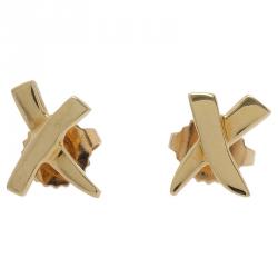 Pre Owned Tiffany & Co. Paloma's X Yellow Gold Mini Stud Earrings