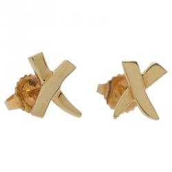 Pre Owned Tiffany & Co. Paloma's X Yellow Gold Mini Stud Earrings