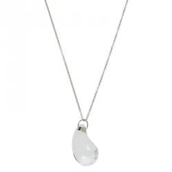 Pre Owned Tiffany & Co. Elsa Peretti Teardrop Rock Crystal Platinum Necklace 
