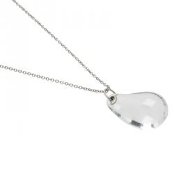 Pre Owned Tiffany & Co. Elsa Peretti Teardrop Rock Crystal Platinum Necklace 