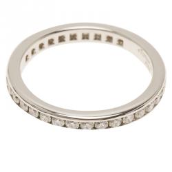 Pre Owned Tiffany & Co. Diamond Platinum Wedding Band Ring Size 50.5