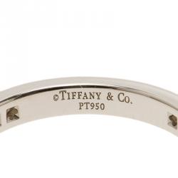 Pre Owned Tiffany & Co. Diamond Platinum Wedding Band Ring Size 50.5