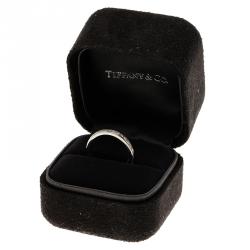 Pre Owned Tiffany & Co. Diamond Platinum Wedding Band Ring Size 50.5