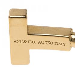 Pre Owned Tiffany & Co. T Yellow Gold Narrow Wire Bracelet