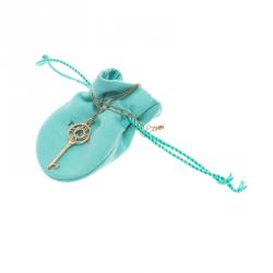 Pre Owned Tiffany & Co. Atlas Key Diamonds Rose Gold Pendant Necklace