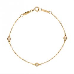 Pre Owned Tiffany & Co. Elsa Peretti Diamonds by the Yard Diamonds Yellow Gold Bracelet 16cm