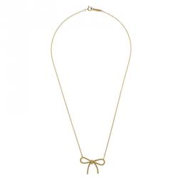Pre Owned Tiffany & Co. Tiffany Twist Bow Pendant Yellow Gold Chain Necklace