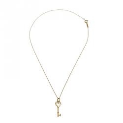 Pre Owned Tiffany & Co.  Heart Key Charm 18k Yellow Gold Pendant Necklace