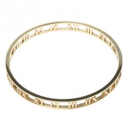 Pre Owned Tiffany & Co. Atlas 18k Yellow Gold Open Narrow Bangle 19cm