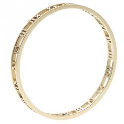 Pre Owned Tiffany & Co. Atlas 18k Yellow Gold Open Narrow Bangle 19cm