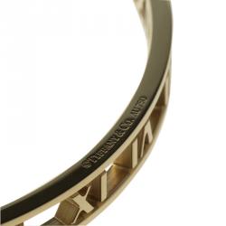 Pre Owned Tiffany & Co. Atlas 18k Yellow Gold Open Narrow Bangle 19cm