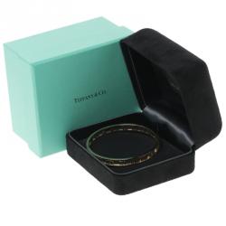 Pre Owned Tiffany & Co. Atlas 18k Yellow Gold Open Narrow Bangle 19cm