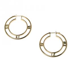 Pre Owned Tiffany & Co. Atlas 18k Yellow Gold Medium Hoop Earrings