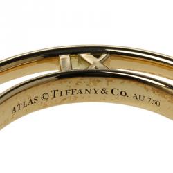 Pre Owned Tiffany & Co. Atlas 18k Yellow Gold Medium Hoop Earrings
