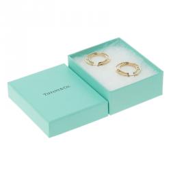 Pre Owned Tiffany & Co. Atlas 18k Yellow Gold Medium Hoop Earrings