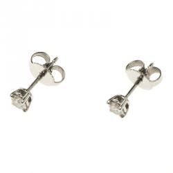 Tiffany Solitaire Diamond Platinum Stud Earrings