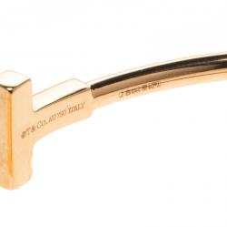 Pre Owned Tiffany & Co. 18k Rose Gold & Diamonds T Wire Bracelet 16cm