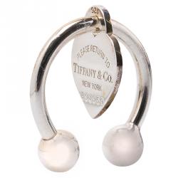 Pre Owned Tiffany & Co. Silver Heart Tag Keyring