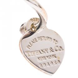 Pre Owned Tiffany & Co. Silver Heart Tag Keyring