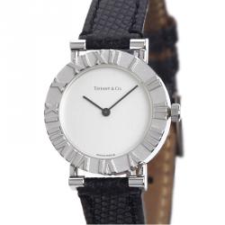 Pre Owned Tiffany &  Co. White Stainless Steel Atlas Women's Wristwatch 30MM