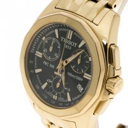 Pre Owned Tissot Blue Gold Stainless Steel Chronograph Women's Wristwatch 32 mm