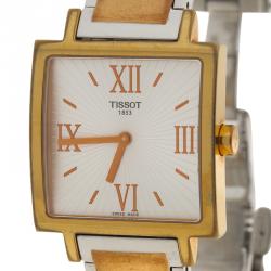 Pre Owned Tissot Silver Stainless Steel & Rose Gold Finish T-Trend Happy Chic Women's Wristwatch 29MM