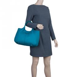 Pre Owned Tod's Blue Leather Dots Shopping Tote