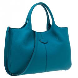 Pre Owned Tod's Blue Leather Dots Shopping Tote