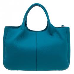 Pre Owned Tod's Blue Leather Dots Shopping Tote