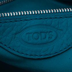 Pre Owned Tod's Blue Leather Dots Shopping Tote