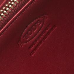 Tod's Carmine Red Patent Leather Zip Around Continental Wallet