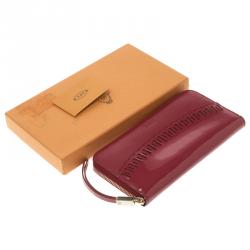 Tod's Carmine Red Patent Leather Zip Around Continental Wallet
