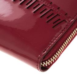 Tod's Carmine Red Patent Leather Zip Around Continental Wallet