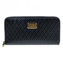 Pre Owned Tod's Black Patent Ziparound Wallet