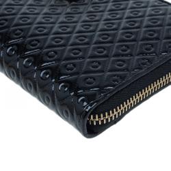 Pre Owned Tod's Black Patent Ziparound Wallet