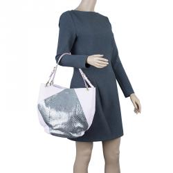 مملوكة مسبقًا حقيبة يد تودز هورس سيكيللو جلد ثعبان وجلد وردي وفضي