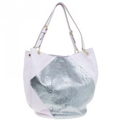 مملوكة مسبقًا حقيبة يد تودز هورس سيكيللو جلد ثعبان وجلد وردي وفضي