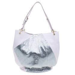 مملوكة مسبقًا حقيبة يد تودز هورس سيكيللو جلد ثعبان وجلد وردي وفضي