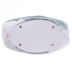 مملوكة مسبقًا حقيبة يد تودز هورس سيكيللو جلد ثعبان وجلد وردي وفضي