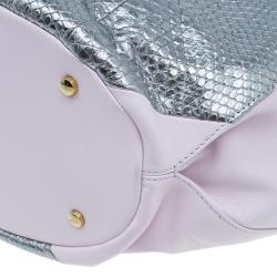 مملوكة مسبقًا حقيبة يد تودز هورس سيكيللو جلد ثعبان وجلد وردي وفضي