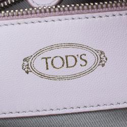 مملوكة مسبقًا حقيبة يد تودز هورس سيكيللو جلد ثعبان وجلد وردي وفضي