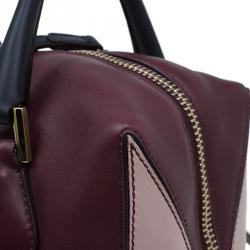 Pre Owned Tod's Burgundy/Pink Leather Small D-Cube Bowler Bag