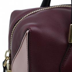 Pre Owned Tod's Burgundy/Pink Leather Small D-Cube Bowler Bag