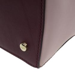 Pre Owned Tod's Burgundy/Pink Leather Small D-Cube Bowler Bag