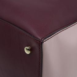 Pre Owned Tod's Burgundy/Pink Leather Small D-Cube Bowler Bag